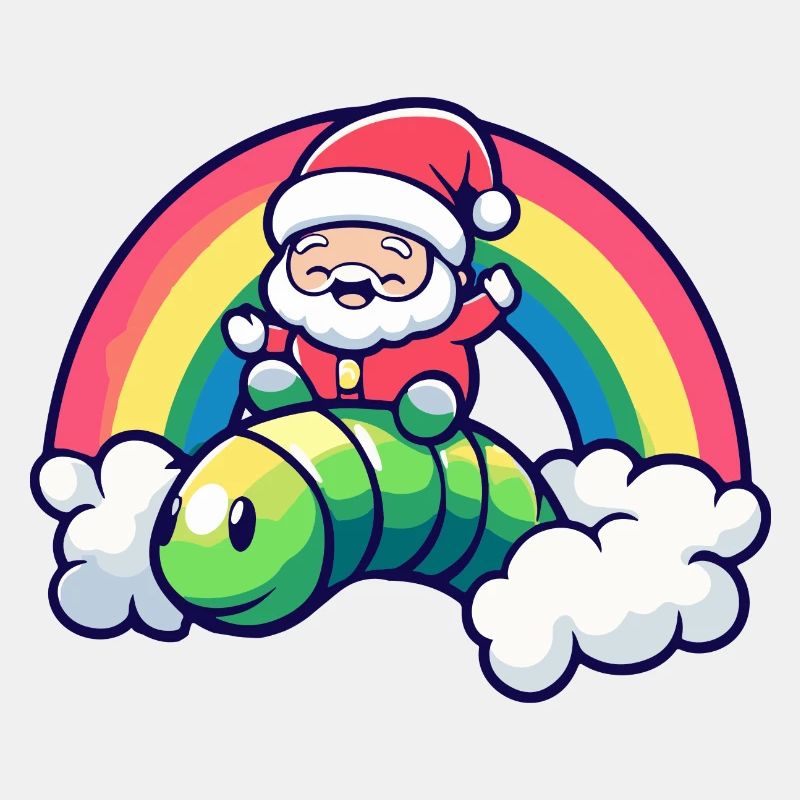 Wurm Weihnachtsmann Regenbogen