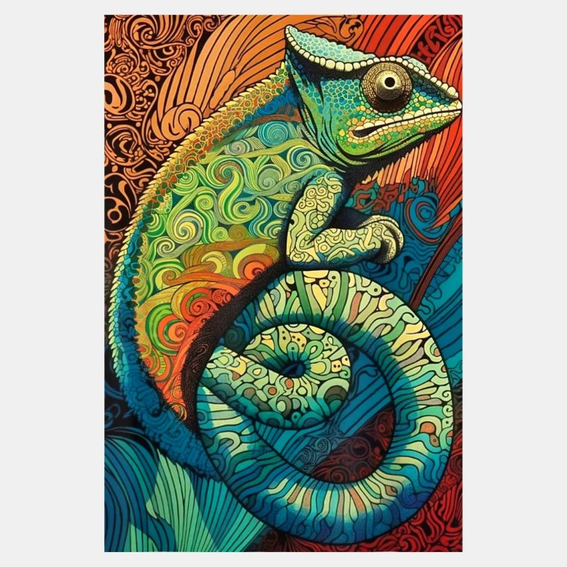 Lizard Lover Op Art Chameleon