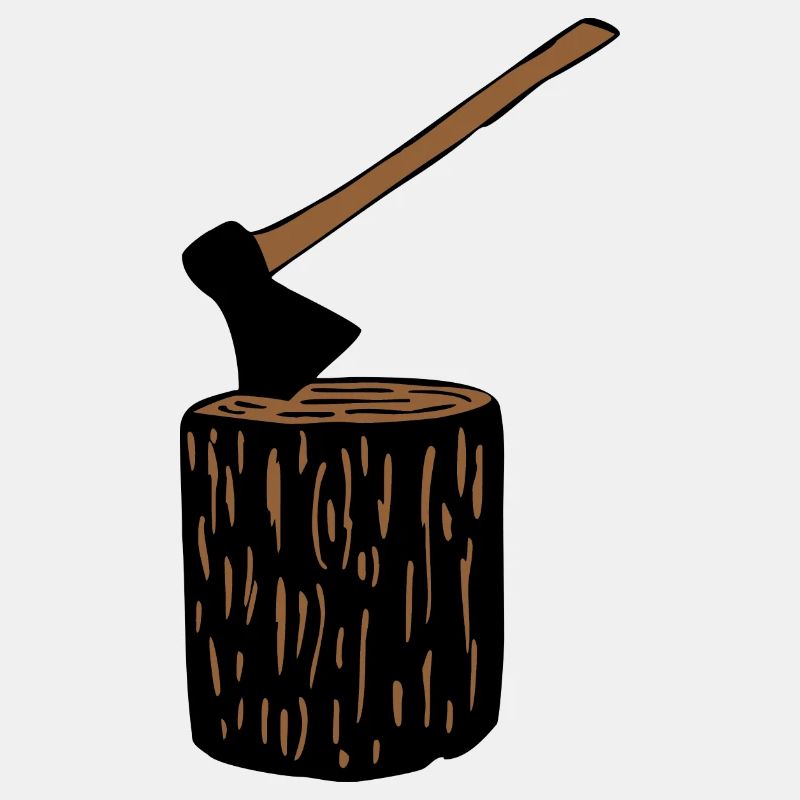 Hache et tronc d'arbre