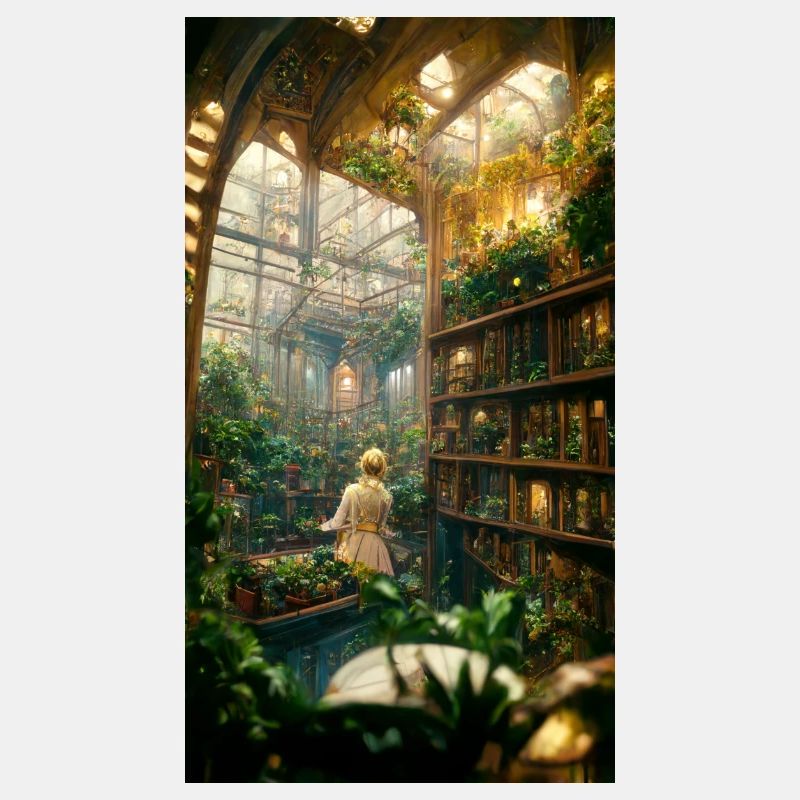 Bibliothèque secrète de jardin à l’intérieur d’une serre