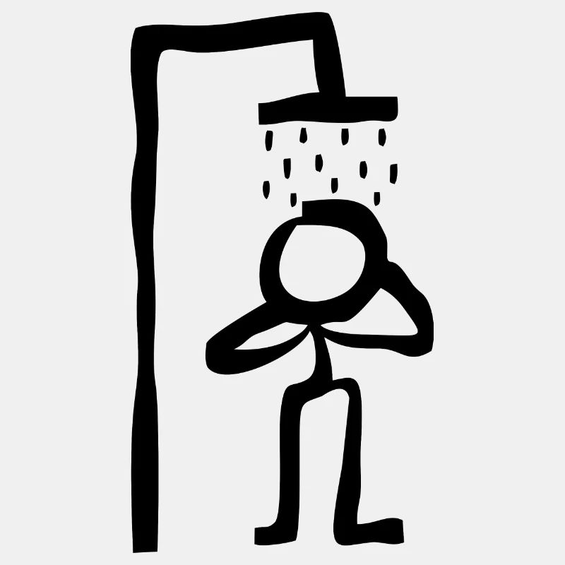Strichmännchen unter der Dusche