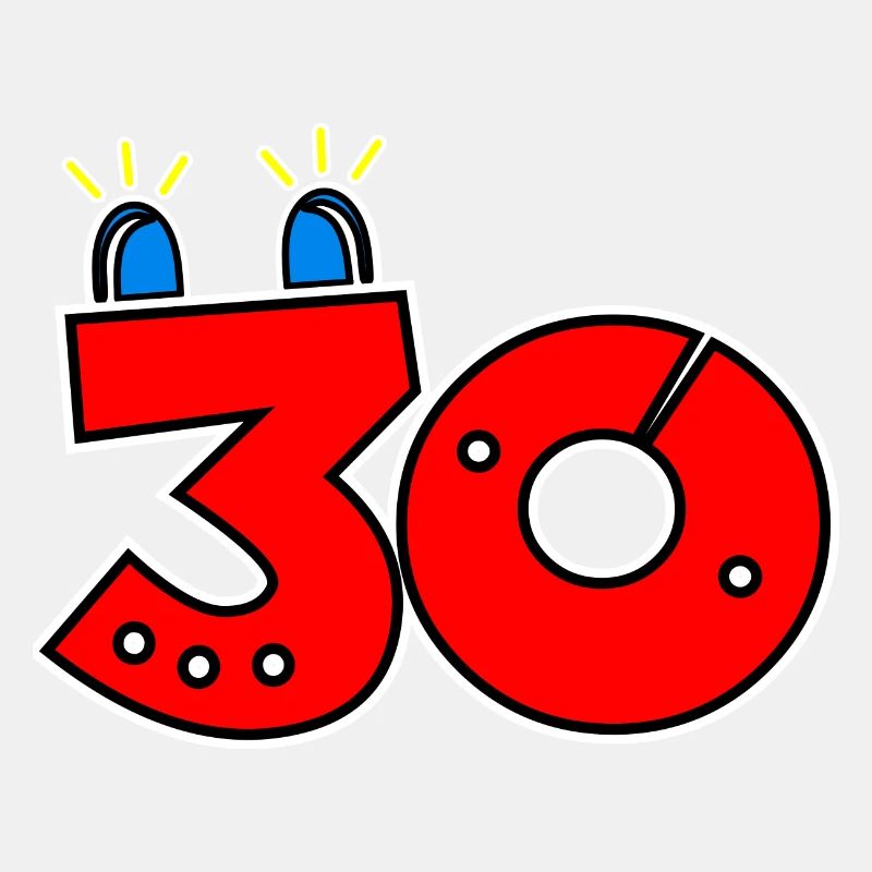 30 blue light 30th birthday number digit Funny