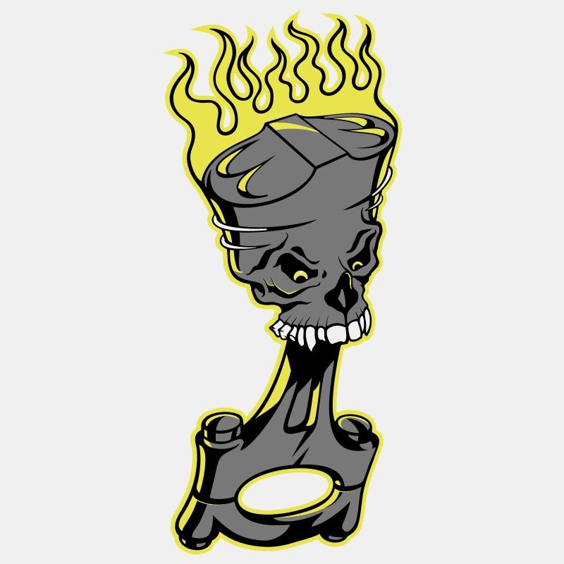 Piston - Piston brûlant avec crâne de mort