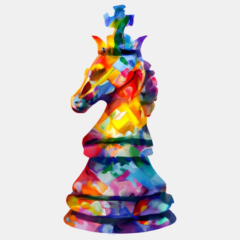 Kunst Schachfigur Pferd als König