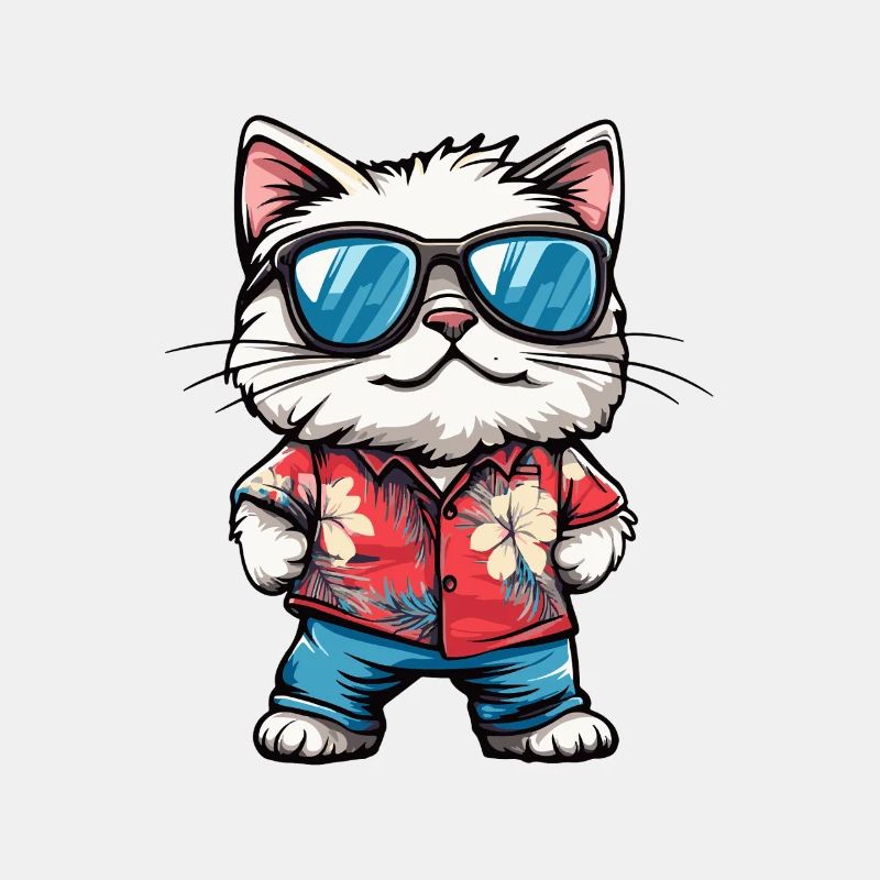 Katze Comic Cool Sommer
