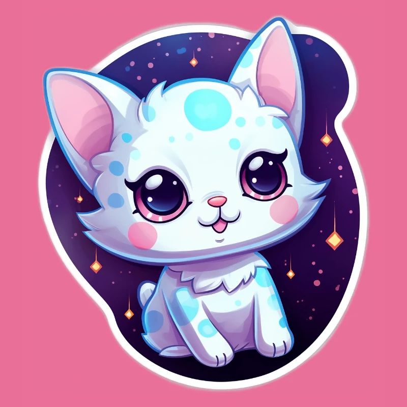 « Kitty Galaxy: Dessin animé mignon flottant dans l’espace »