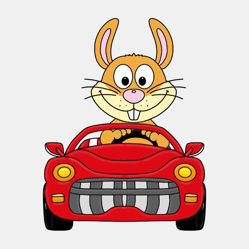 HASE - AUTO - CABRIO - TIER - TIERISCH - KANINCHEN
