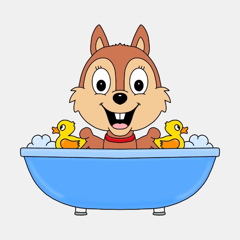 EICHHÖRNCHEN - BADEWANNE - TIER - TIERISCH