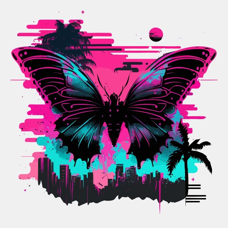 Verträumter Vaporwave Schmetterling