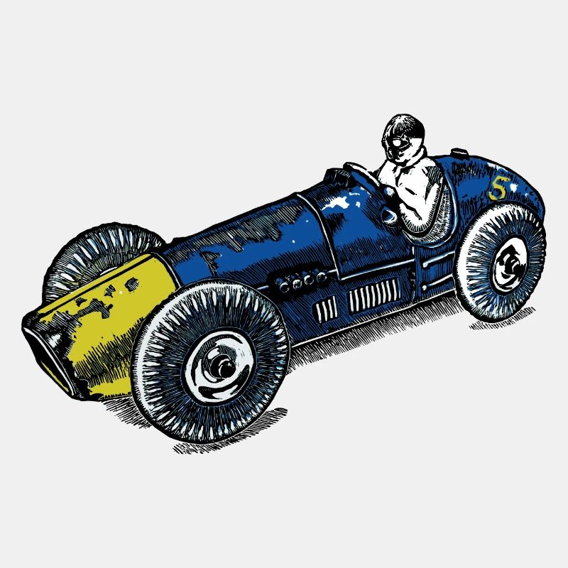 blau-gelber Rennwagen