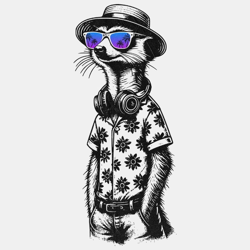 Hipster Erdmännchen mit Sonnenbrille & Kopfhörern