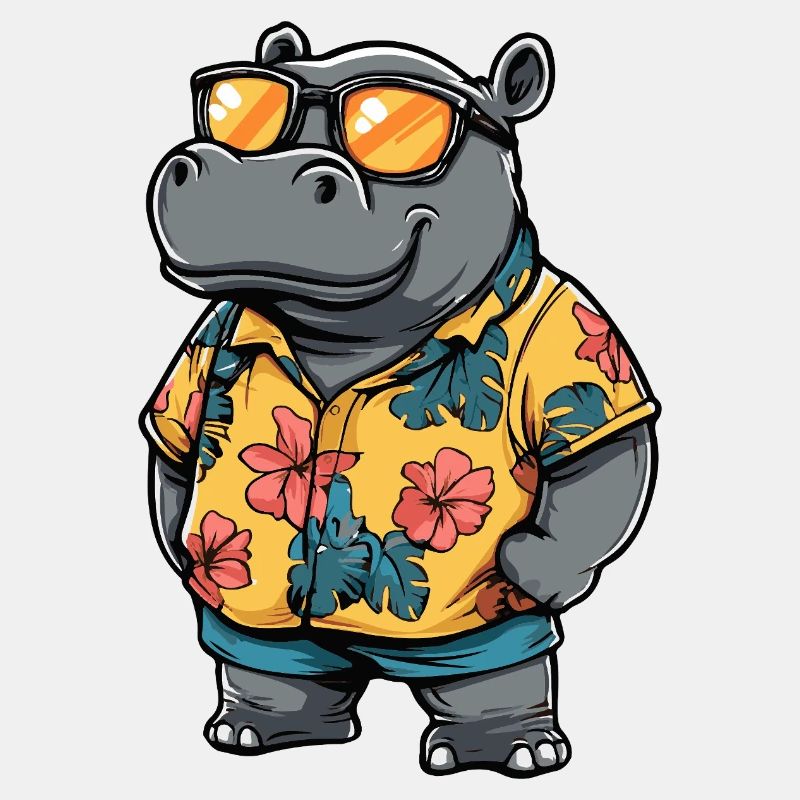 Nilpferd Comic Urlaub