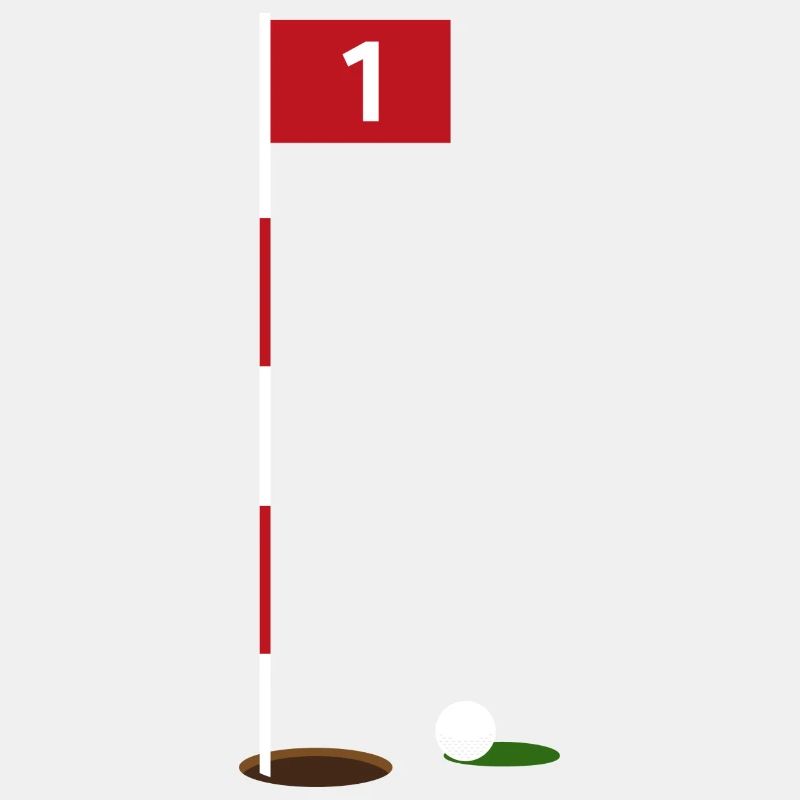 Balle de golf devant le drapeau et trou / drapeau de golf