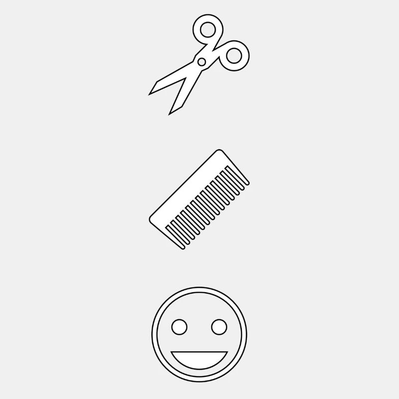 Schere, Kamm, Smiley