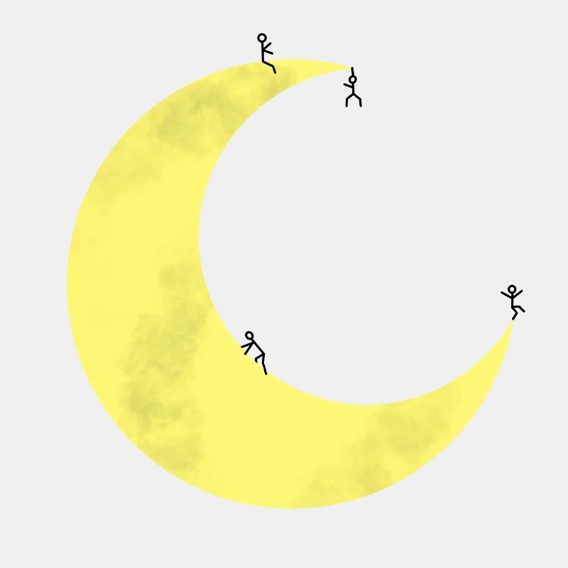 Moon with stick figures