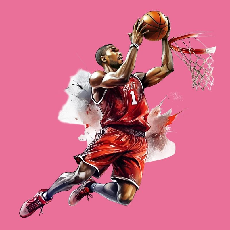 Panier de dessin de basketteur avec lapi