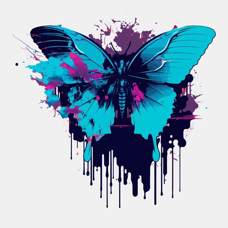 Blauer Vaporwave Schmetterling