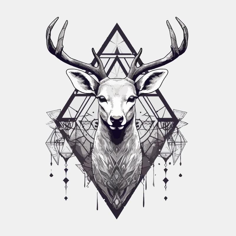 black and white deer boho style