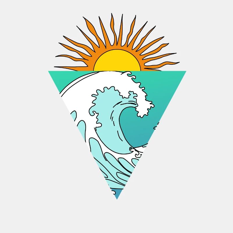 Wave Sun Sea Triangle Retro Logo Triangle