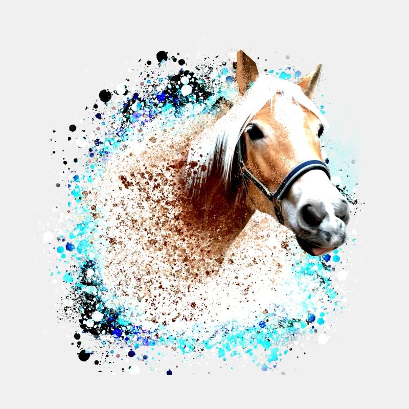 cheval,haflinger, graffitis, peinture, bleu, chevaux,