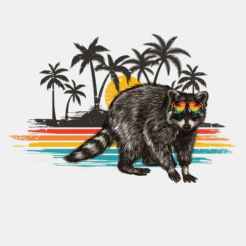 Waschbär Strand Sommer Edition