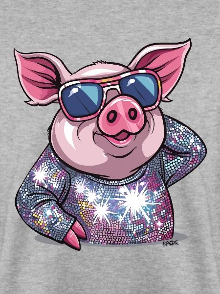 Glitzer Disco Tanz-Diva Schwein