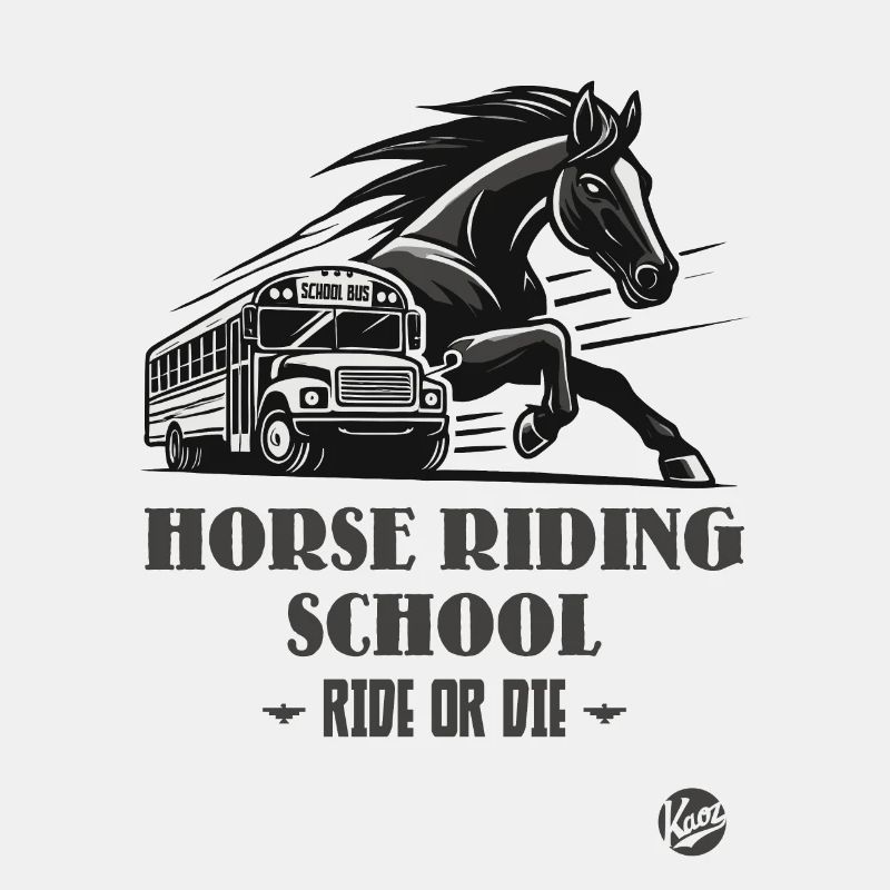 Reitschule "Reite oder Stirb", ein Pferde-Motiv