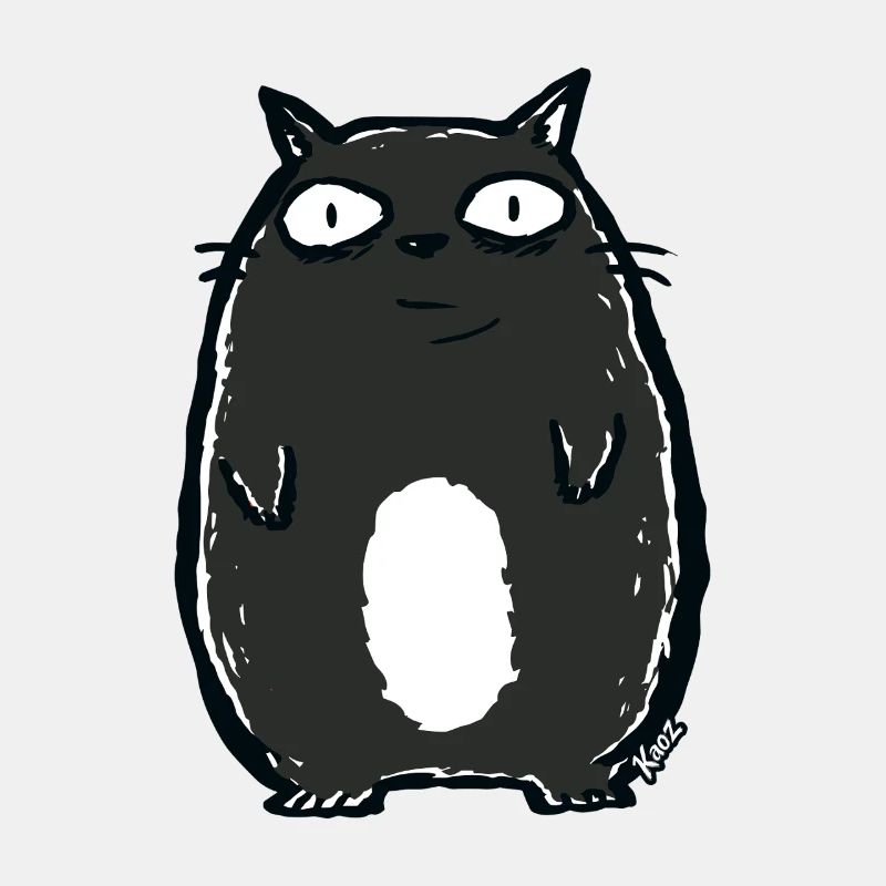 Chat de dessin animé noir avec de grands yeux
