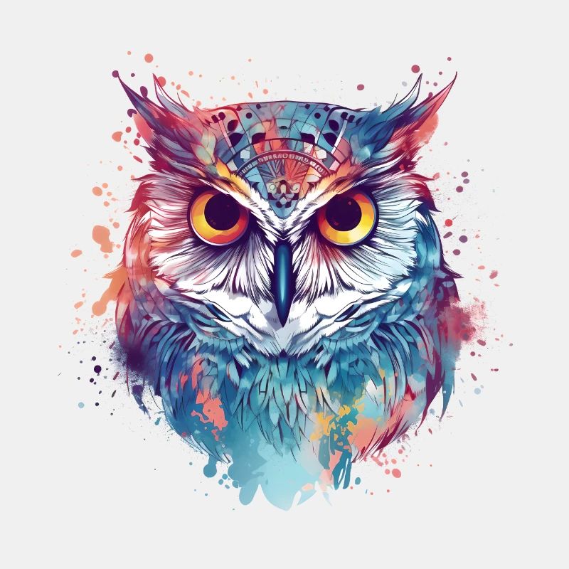 Uhu Eule Böser Blick bunt
