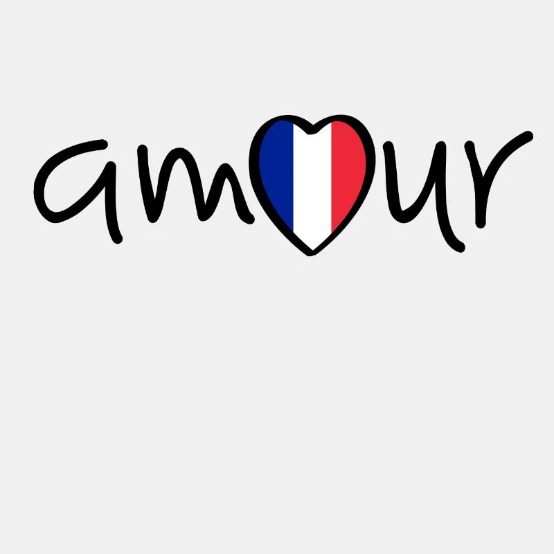 Liebe zu Frankreich mit Flagge. Amour oder l' amour