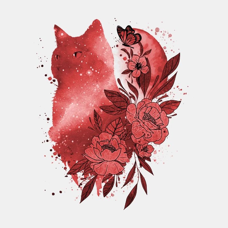 Cat Love with Flowers