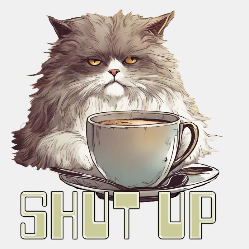 Grumpy coffee cat shut up!