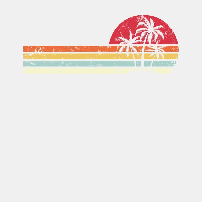 Palm Tree Retro Style Tropical Beach Pacific Ocean