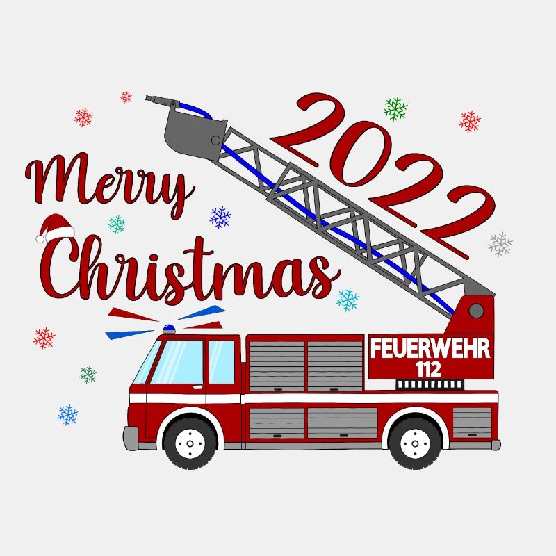 Fire engine Merry Christmas 2022