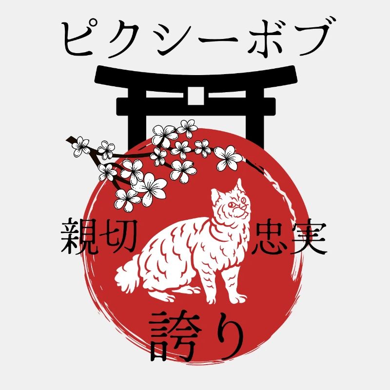 Pixie Bob Katze Japan Kanji Stil