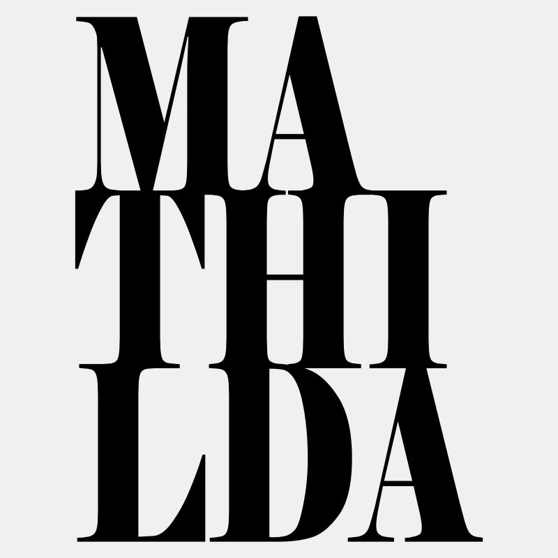 Mathilda Surname First name Modern font Word Art