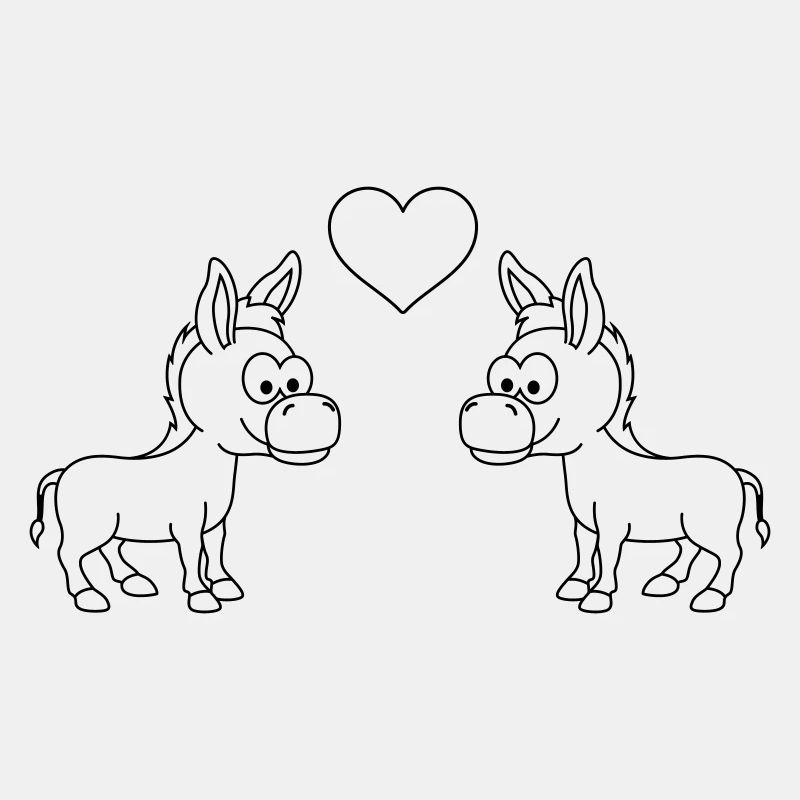 Esel Comic Paar liebe