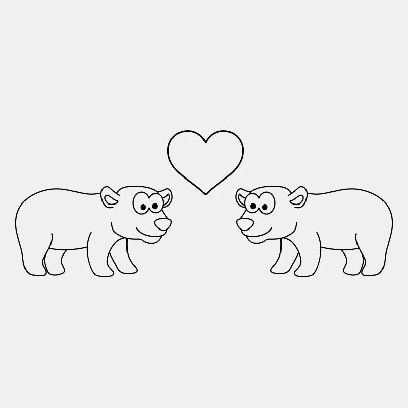 Polar Bear Comic Couple Amour