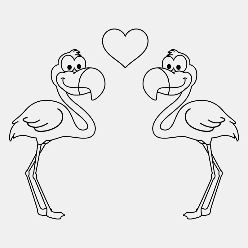Flamingo Comic Paar liebe
