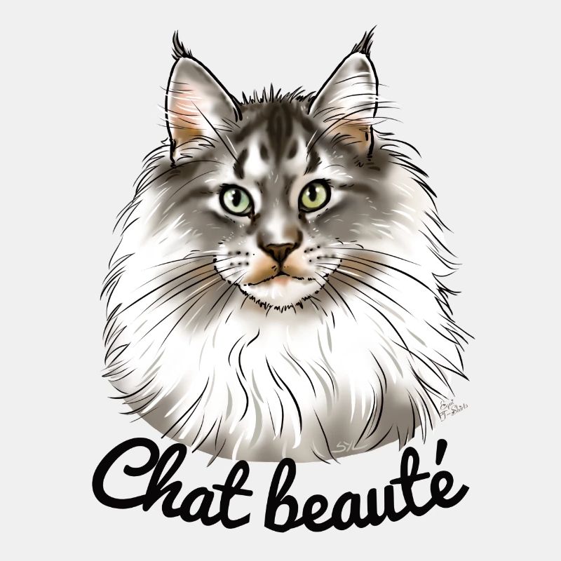 Chat beauté main coon (texte noir)