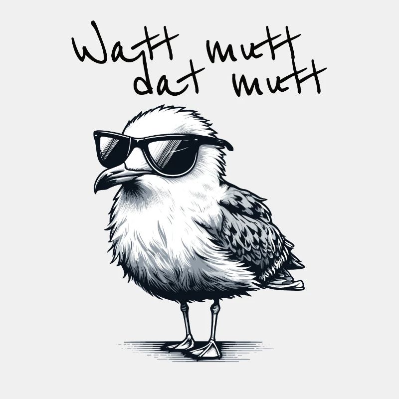 Watt mutt dat mutt Coole Möwe Nordsee Spruch