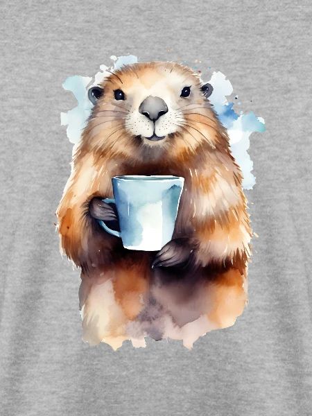 Marmot mit Kaffee -Aquarellstil