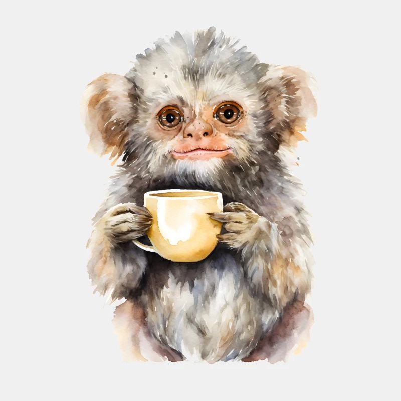 Ouistiti pygmée avec style aquarelle café