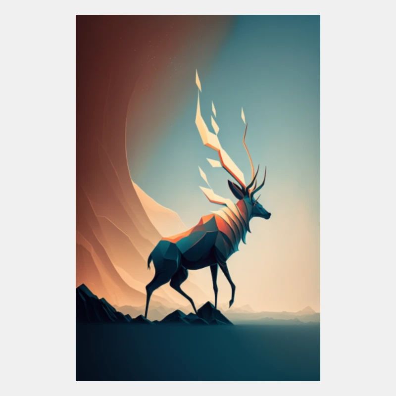 Hirsch mit flammendem Geweih