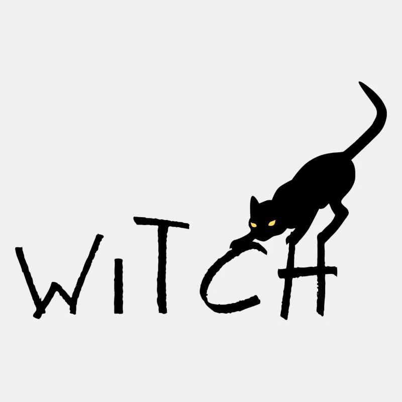 Witch - Hexe - Text mit schwarzer Katze