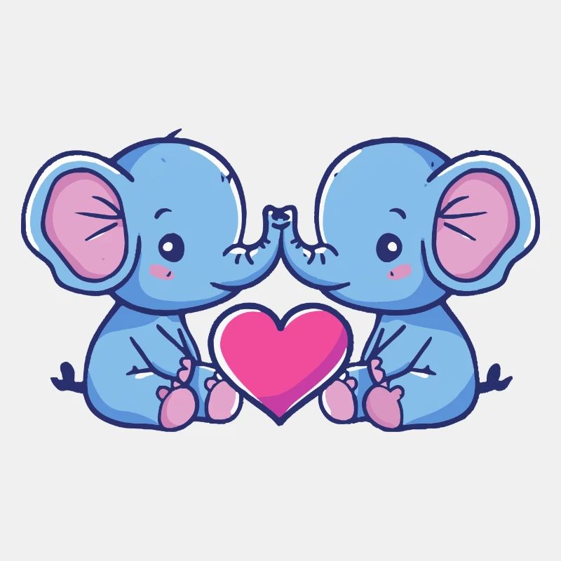Éléphant Bande Dessinée Couple Amour