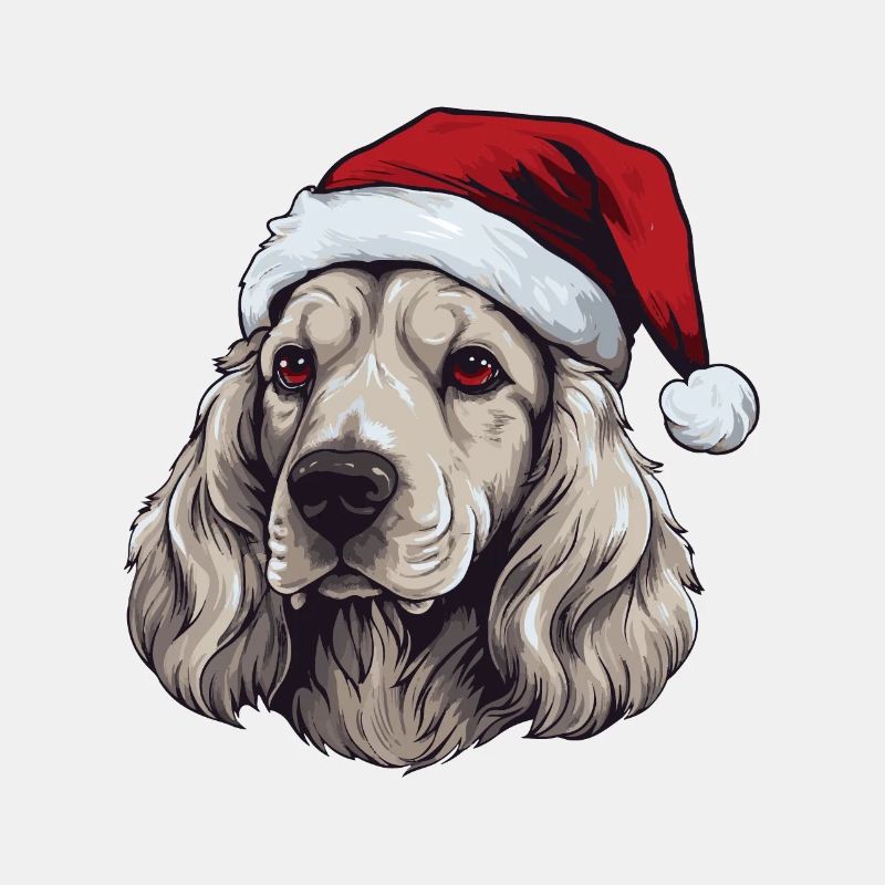 Cocker Spaniel Dog Christmas Head