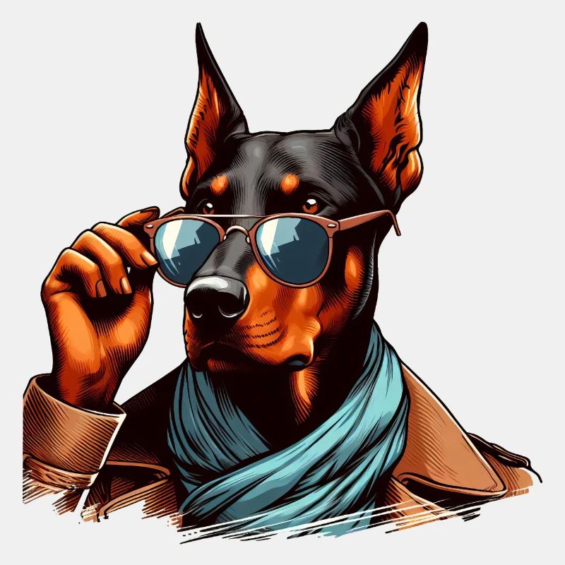 Dobermann mit Sonnenbrille