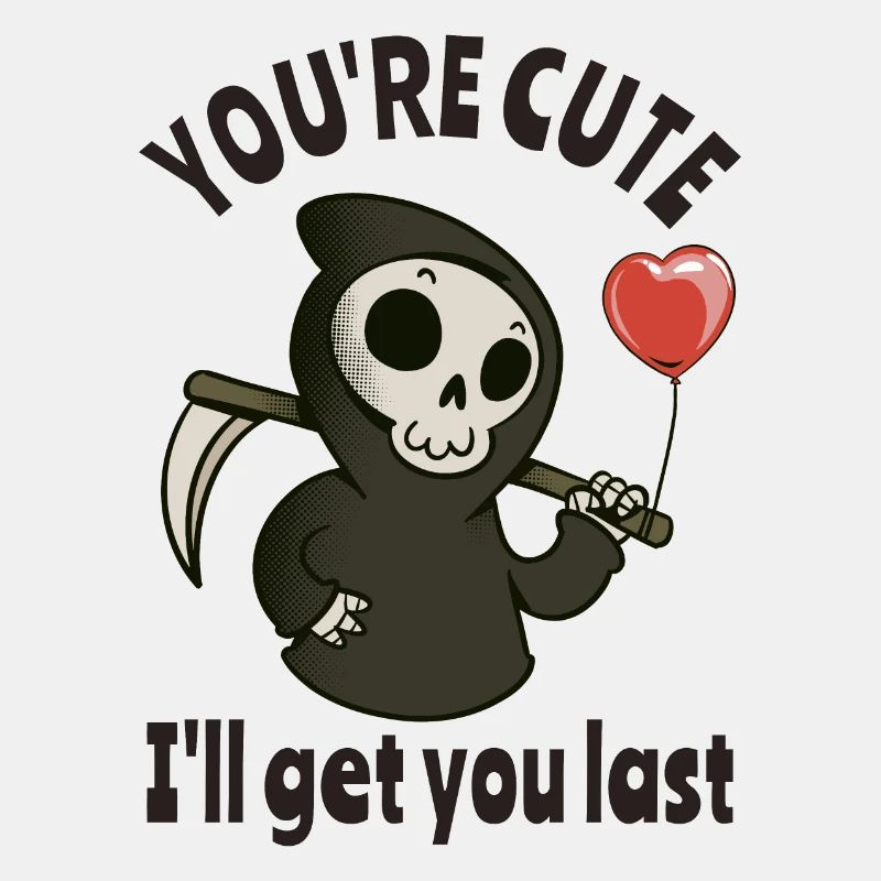 Cute Grim Reaper with romantic heart