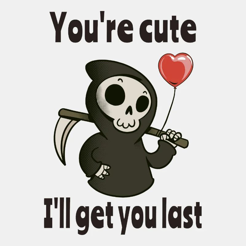 Cute Grim Reaper with romantic heart